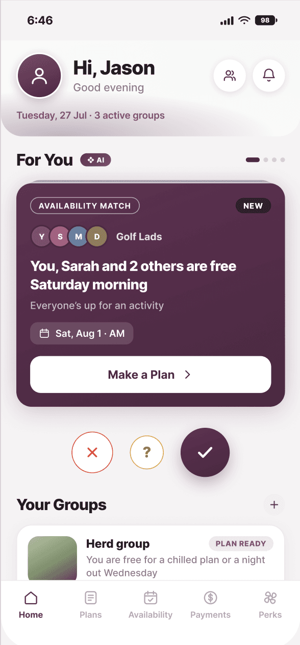 Herd mobile app home screen