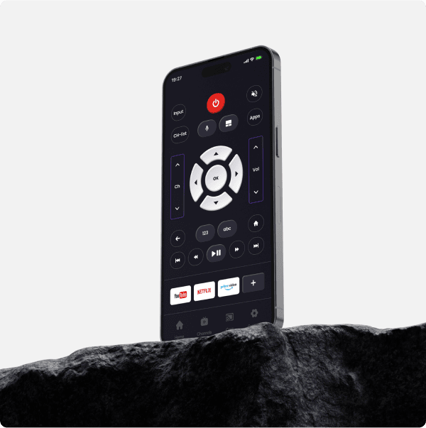 The full remote control layout shown on a phone